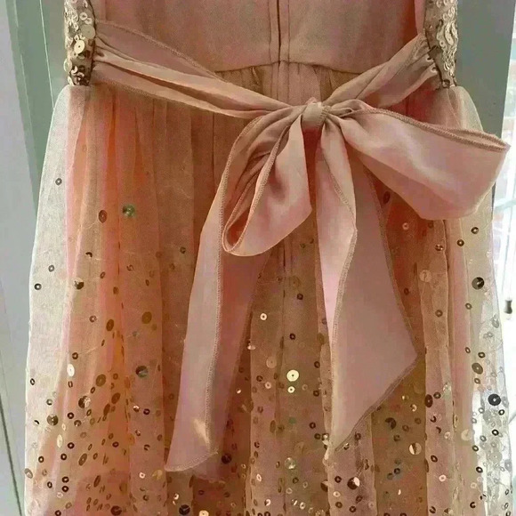Crystal Doll Short Peach Party Special Occasion Dress w/ Gold Sequins Size 12 - Picture 8 of 13
